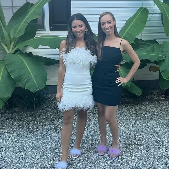 lola blanc mini feather dress NWT Bronx and Banco White Lola Blanc Mini Feather Dress. Size Medium